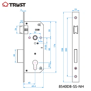 华信8540-DB-SS-NH 304不锈钢插芯锁门锁防盗门标准木门通用锁体